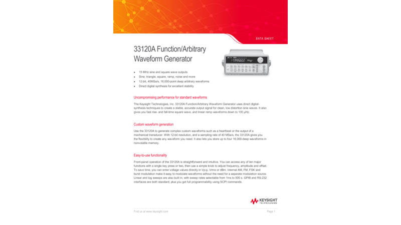 33120A Function/Arbitrary Waveform Generator